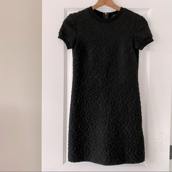 Zara Embossed Floral Solid Black Knit Sweater Dress with MEASUREMENTS SIZE XS - Picture 6 of 11
